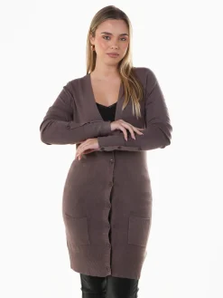 Casaco malha justo com botões