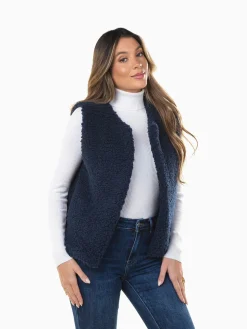 Colete aberto efeito pelo de ovelha