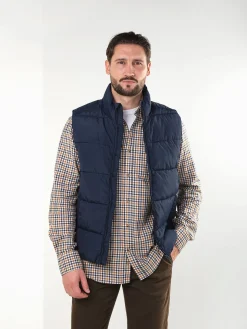 Colete acolchoado azul marinho gola alta