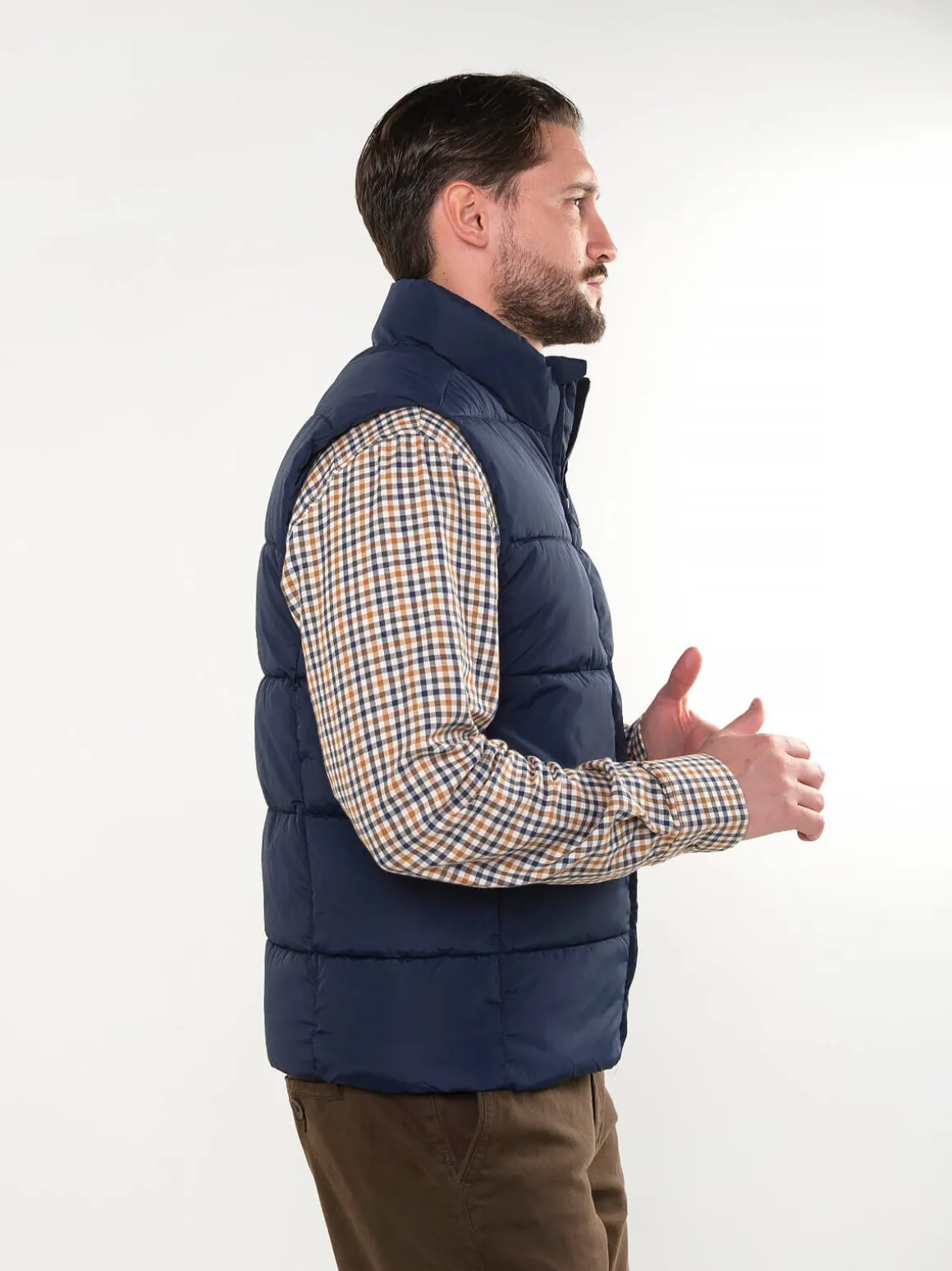 Colete acolchoado azul marinho gola alta