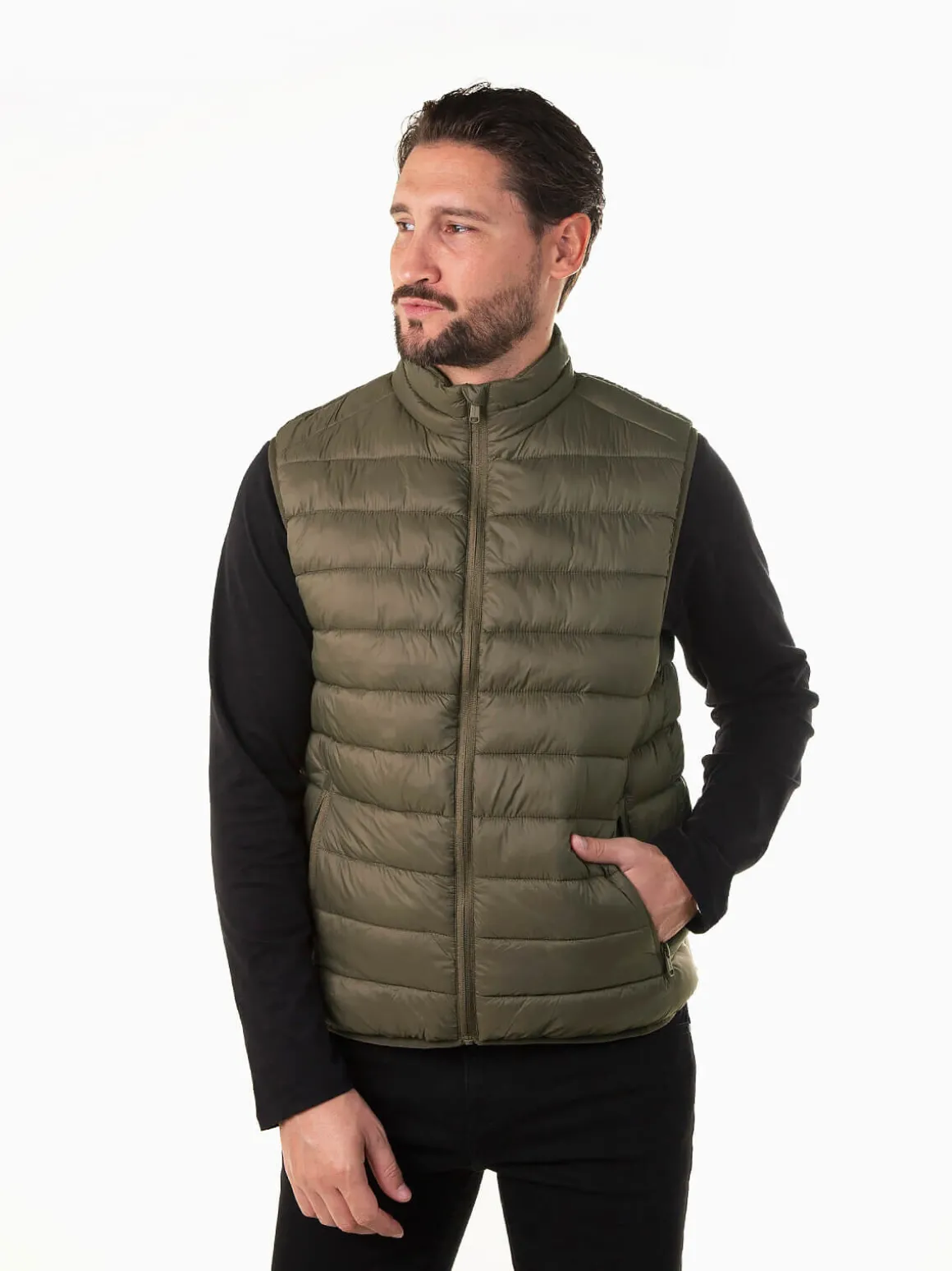 Colete acolchoado leve gola subida