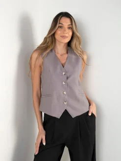 Colete alfaiataria mistura linho