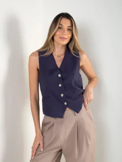 Colete alfaiataria mistura linho