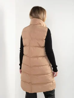 Colete comprido acolchoado com gola subida