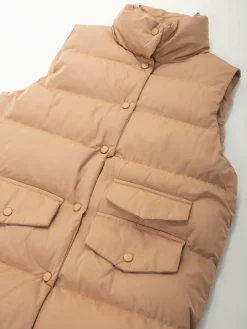 Colete comprido acolchoado com gola subida