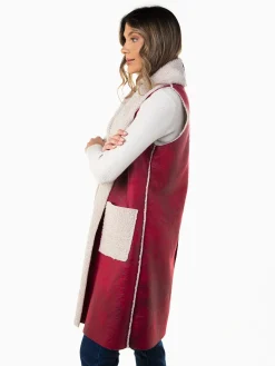 Colete comprido com forro efeito borrego