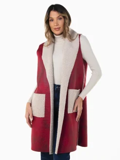 Colete comprido com forro efeito borrego