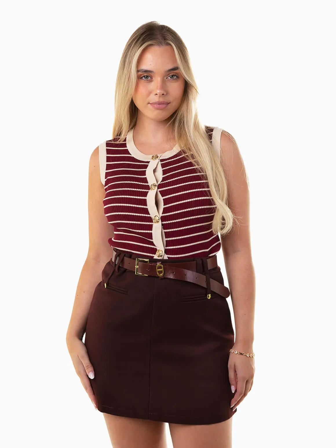 Colete de malha às riscas