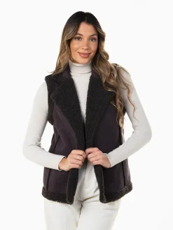 Colete efeito camurça interior em pelo