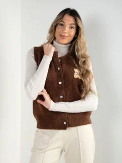 Colete malha com aplicação de urso