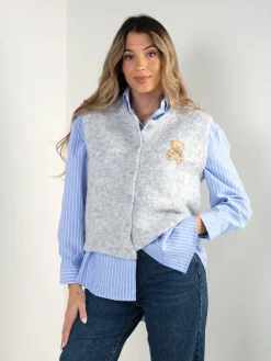 Colete malha com aplicação de urso