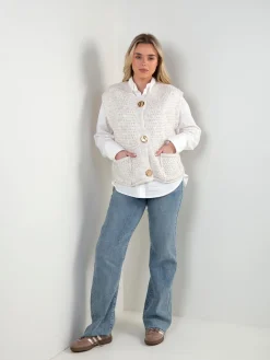 Colete malha com bolsos