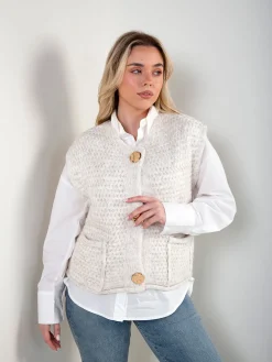 Colete malha com bolsos