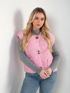 Colete malha com bolsos