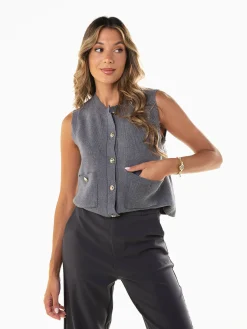 Colete malha com botões