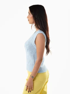 Colete malha decote em V