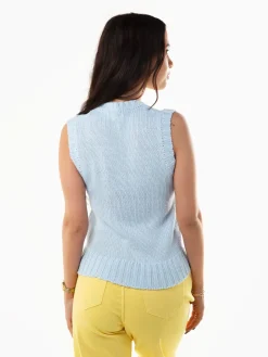 Colete malha decote em V