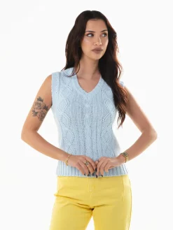 Colete malha decote em V