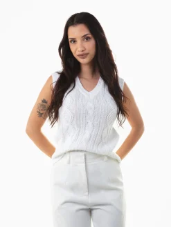 Colete malha decote em V