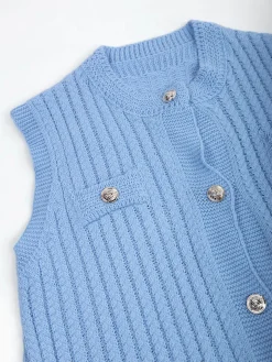 Colete malha entrançada com botões