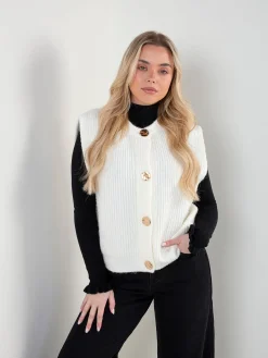 Colete malha pérola com botóes