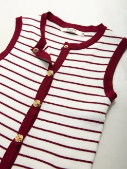 Colete malha riscas decote redondo