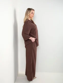 Conjunto efeito linho blusa e calças