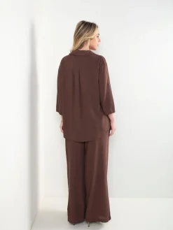 Conjunto efeito linho blusa e calças