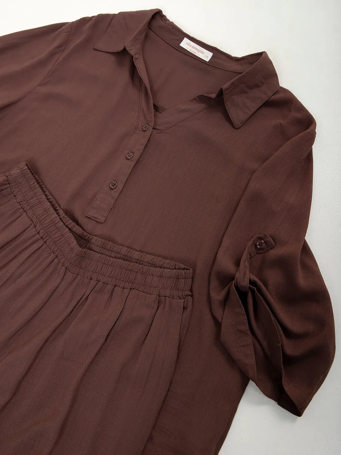 Conjunto efeito linho blusa e calças