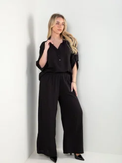 Conjunto efeito linho blusa e calças