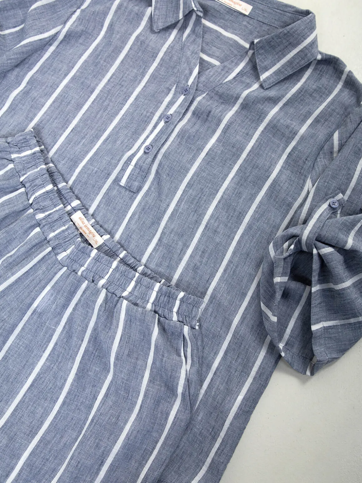 Conjunto efeito linho blusa e calças