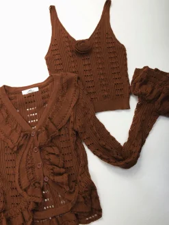 Conjunto malha casaco e top