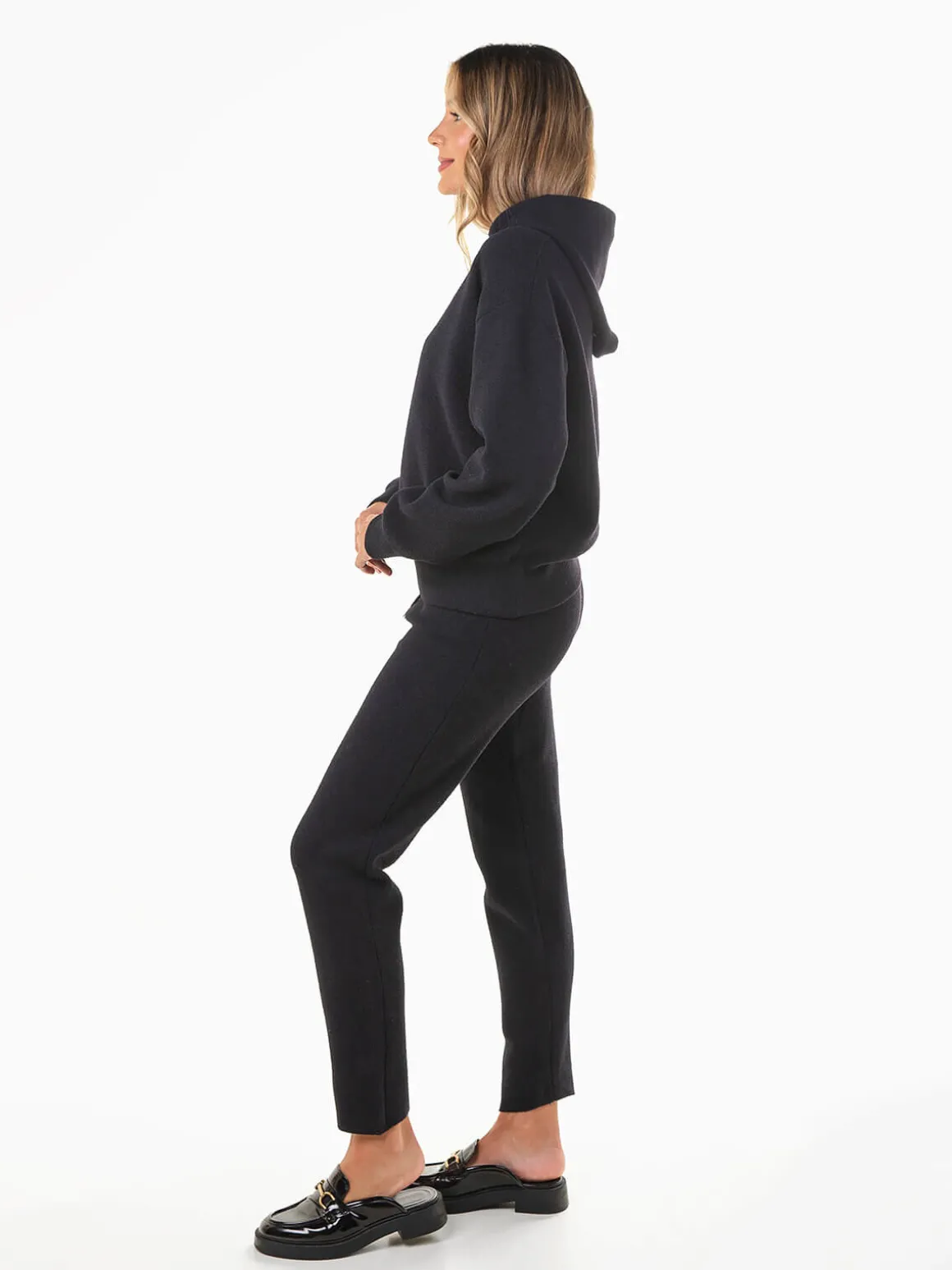 Conjunto malha suave sweatshirt e calças