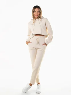 Conjunto malha suave sweatshirt e calças