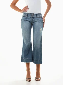 Jeans cropped cintura baixa