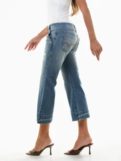 Jeans cropped cintura baixa