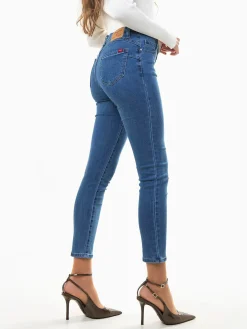 Jeans skinny push-up azul médio