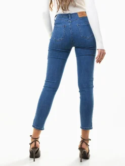 Jeans skinny push-up azul médio