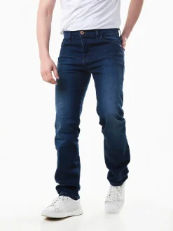 Jeans straight fit azul escuro