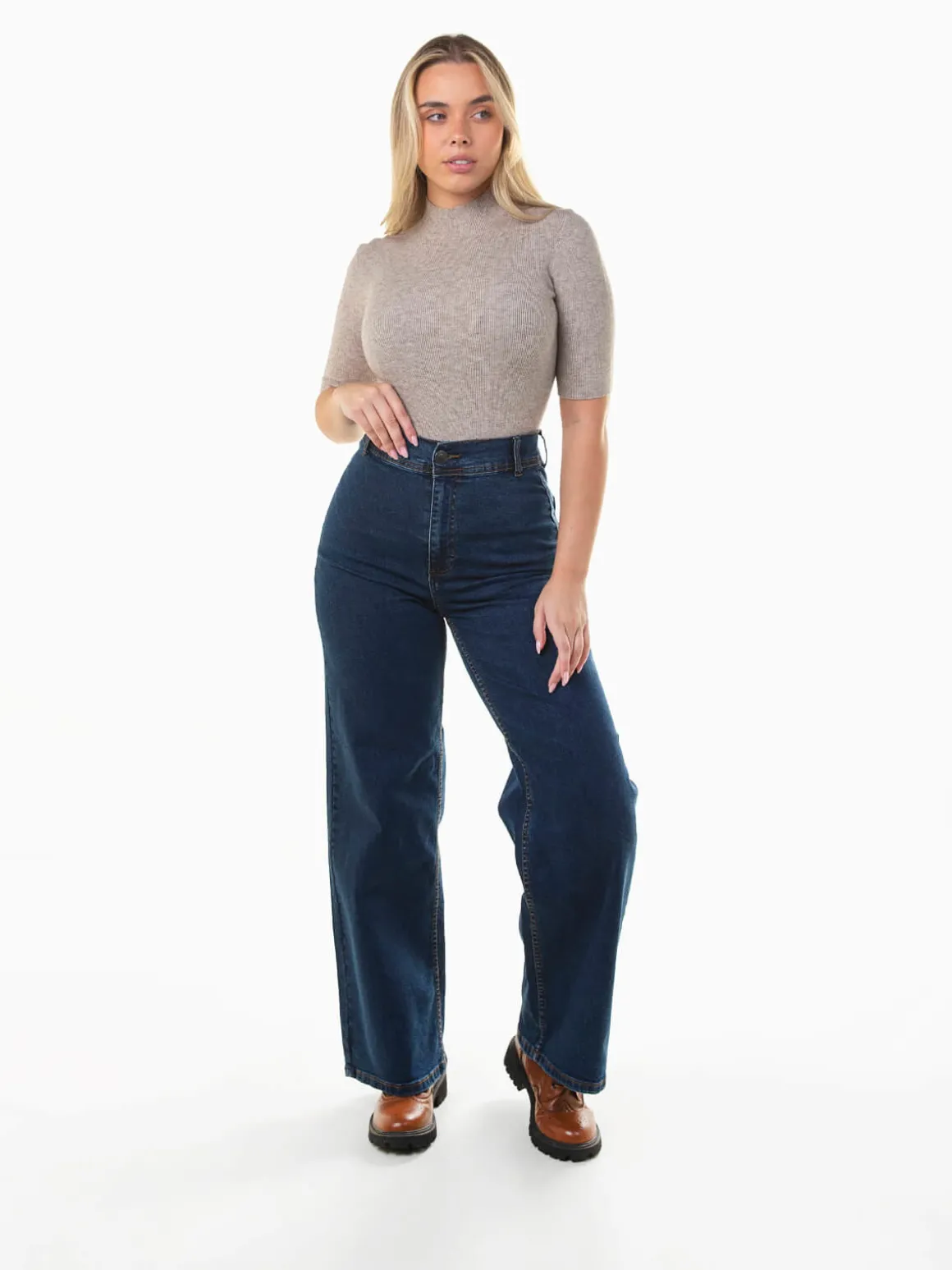 Jeans wide leg azul escuro