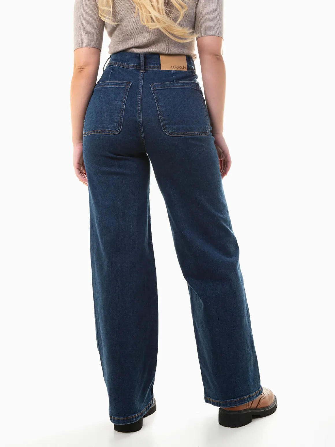 Jeans wide leg azul escuro