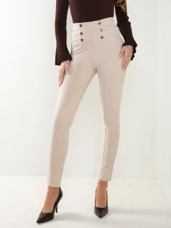 Leggings cintura alta botões dourados