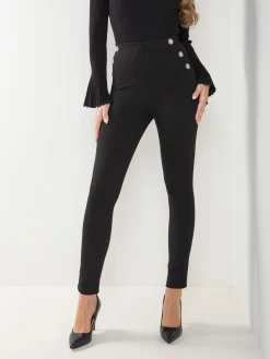 Leggings cintura alta com botões decorativos