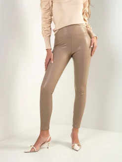 Leggings efeito pele cintura alta