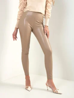 Leggings efeito pele cintura alta