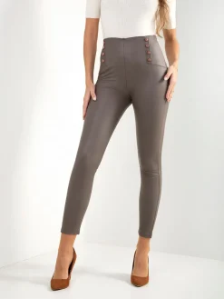 Leggings efeito pele com botões