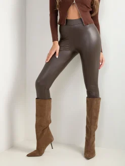 Leggings elásticas efeito pele