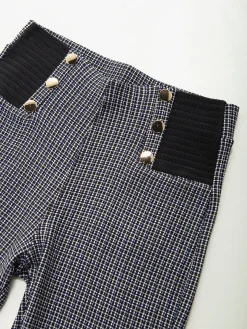 Leggings flare xadrez com botões