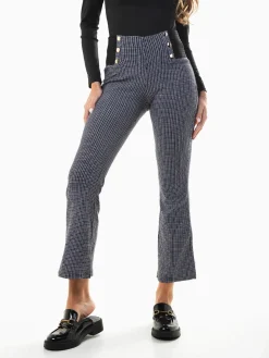 Leggings flare xadrez com botões