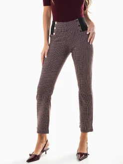 Leggings flare xadrez com botões